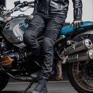 RIDERACT® Mens Motorcycle Pants Biker Jeans Black , Riding Gear Abrasion NEW